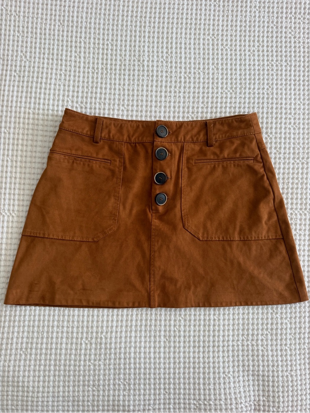 Zara Brown Suede Button-Front Mini Skirt